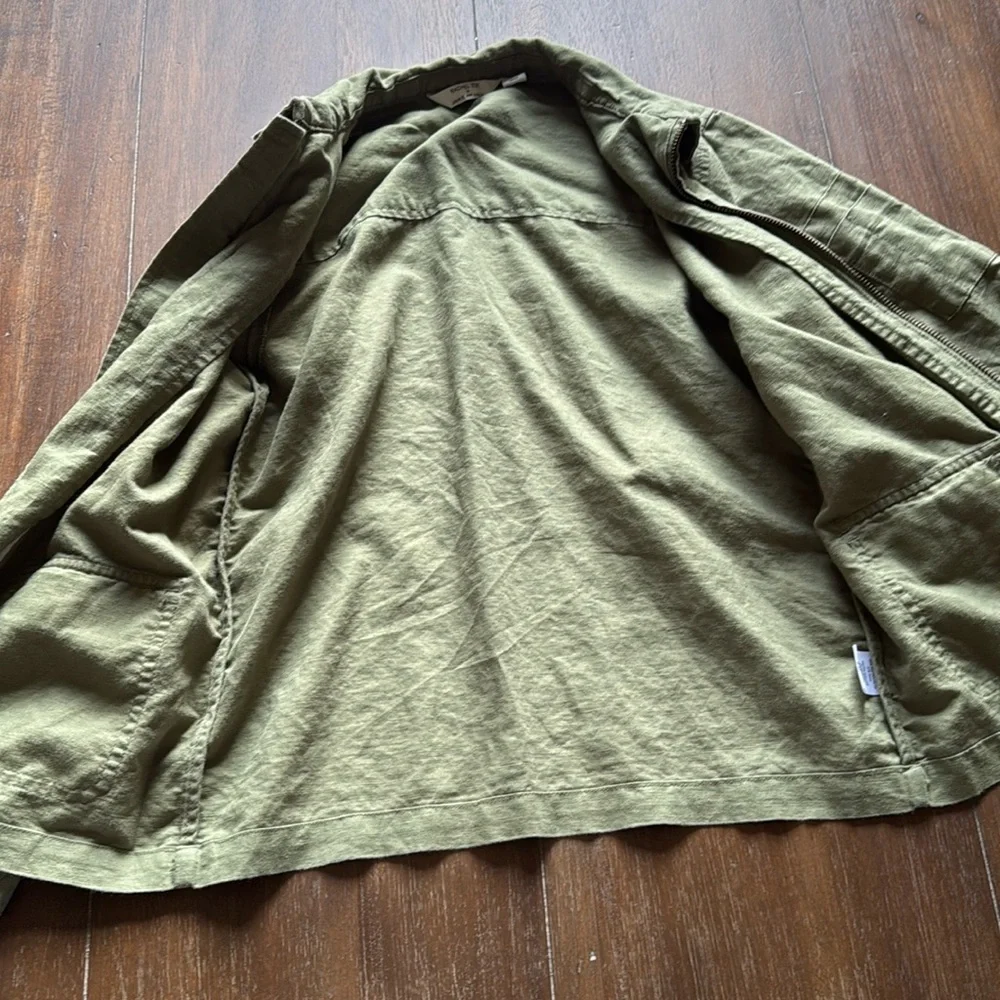Size 7-8 Janie and Jack Rachel Zoe olive green linen cotton blend light jacket